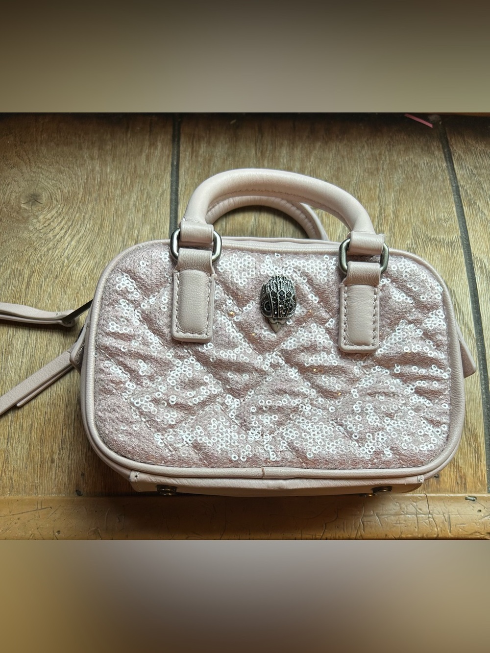Pink Sequin Quilted Top-Handle Crossbody Bag - Picture 1 of 4